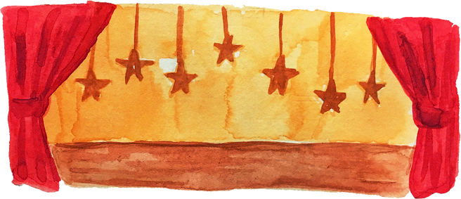 Handpainted Watercolor Christmas Stage with Stars